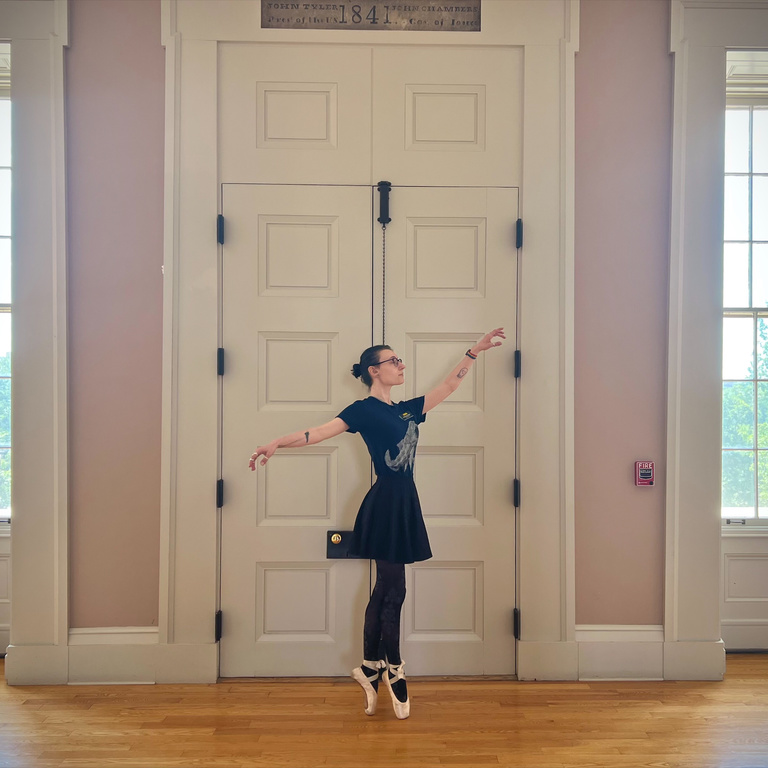Sable dances in the Old Capitol Museum